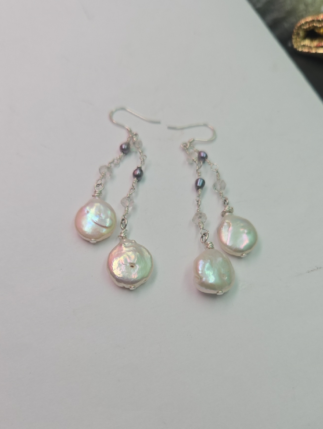 Sterling Silver Dangle Earrings Featuring Freshwater Baroque Pearls